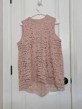 Rose & Olive NWT Dusty Pink Lace Sleeveless Boho Cottagecore Top XL